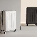 White and Dark Gray Modern Suitcase with Sleek Design and Rolling Wheels
