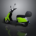 Green Electric Scooter With Black Seat Storage Box Rearview Mirrors And Reflection