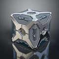 Metallic Mechanical Cube Structure With Intricate Geometric Panels And Reflective Surface 3d model