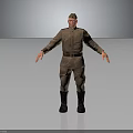 Male Military Character Standing In Uniform With Outstretched Arms On Reflective Floor