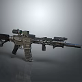 Modern Tactical Assault Rifle with Optic Sight Tactical Rail Magazine and Barrel in 3D Render Design
