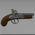 Antique Pistol With Wooden Grip And Silver Metal Components Classic Design