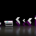 Purple And White Modern Display Structures With Information Panels And Stands 3d model