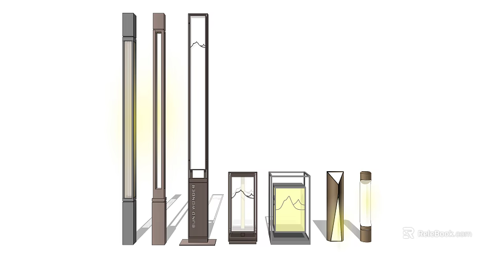Modern Outdoor Lights With Various Styles And Metal Glass Designs For Garden Use 3d model 