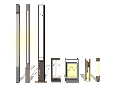 Modern Outdoor Lights With Various Styles And Metal Glass Designs For Garden Use 3d model
