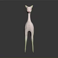 Pink Deer Figurine With Green Patterns And Legs On Dark Background With Reflection