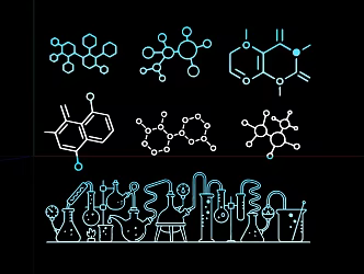Modern Chemical Symbol Icon Silhouette 3d model
