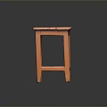 Orange Wooden Stool With Simple Design And Square Seat For Home Decor