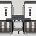 New Chinese-style Gate Huizhou-style Commercial Pedestrian Street Entrance 3d model