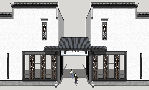 New Chinese-style Gate Huizhou-style Commercial Pedestrian Street Entrance 3d model