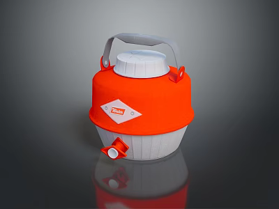 Portable Insulated Container With Orange Gray Design Handle Lid And Spout 3d model