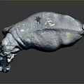 Shiny Blue Green Hippo Sculpture With Metallic Texture On Dark Background