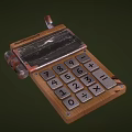 Vintage Industrial Equipment Calculator With Cracked Screen And Numeric Keypad
