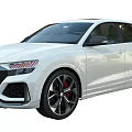 Audi White Sporty SUV With Black Wheels Red Brake Calipers RS Badge