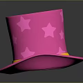 Fashionable Pink Top Hat With Star Patterns And Yellow Band Design
