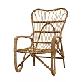 Natural Rattan Leisure Chair With Handwoven Backrest And Armrest For Indoor Outdoor Relaxation
