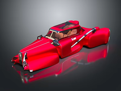 Red Retro Concept Car With Sleek Body Unique Design And Shiny Exterior 3d model