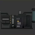 Industrial Mechanical Equipment Featuring Motor Pipes Filter Square Base And Blue Accents
