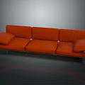 Modern Orange Fabric Sofa With Metal Frame Sleek Design And Plush Cushions