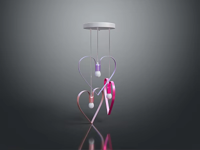 Stylish Heart Shaped Lighting Combination With Purple Pink Pendants And Modern Design 3d model