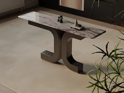 Modern Entryway Console Table With Marble Top And Metal Frame Design 3d model