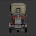Vintage Steam Powered Vehicle With Canvas Top And Red Body Design