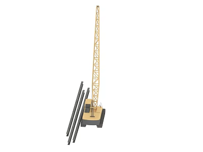 Heavy Duty Industrial Tower Crane With Tall Metal Structure And Steel Support Beams 3d model