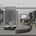 Modern Living And Dining Area Interior With Curved Sofa Coffee Tables And Decorative Vase
