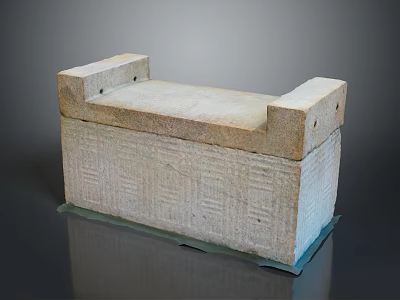 Functional Stone Storage Box For Home With Rectangular Design Carved Patterns Raised Sides 3d model