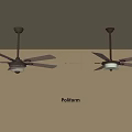 Two Modern Poliform Ceiling Fan With Light Fixtures Ceiling Mounted Dark Blades White Lampshade