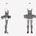 Gray Corset Dress with Spaghetti Straps Tulle Skirt Lace Details Knee High Socks and Boots