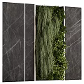 Lush Vertical Greenery Wall with Dark Marble Surroundings for Interior Decor