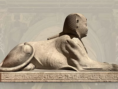 Mythical Sphinx Game and Movie Character With Human Head Lion Body and Hieroglyphic Base 3d model