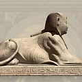 Mythical Sphinx Game and Movie Character With Human Head Lion Body and Hieroglyphic Base