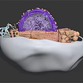 Organ And Hair Follicle Cell Structure 3D Model With Nucleus And Organelles