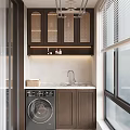 Modern Laundry Room Design With Washing Machine Sink Rattan Cabinets And Countertop