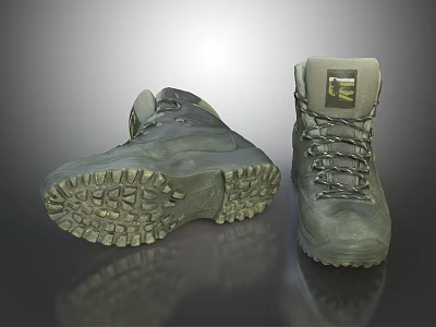 Green Outdoor Hiking Boots With Rugged Traction Soles And Lace Up Design 3d model