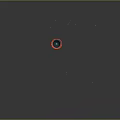 Red Circular Organ With Blue Center And Hair Like Green Lines On Gray Background