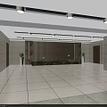 Spacious Modern Hotel Lobby Design With Marble Reception Green Plants And Tiled Floor