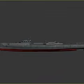 Water Vessel With Gray Body Red Bottom Mast And Deck Equipment