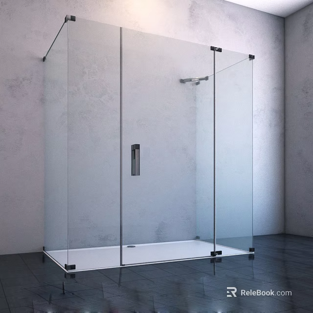 Modern Glass Shower Enclosure With Chrome Fixtures And White Wall Design 3d model 