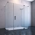 Modern Glass Shower Enclosure With Chrome Fixtures And White Wall Design