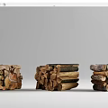 Natural Stacked Firewood Logs With Various Sizes And Rustic Textures
