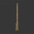 Classical Architectural Column with Intricate Carvings Ornate Base and Capital