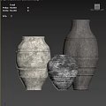 Handcrafted Ceramic Jars with Textured Surface Against Gray Wall and Wooden Floor