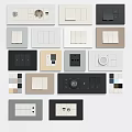 Modern Switch Panels in Various Colors and Designs for Home Electrical Use 3d model