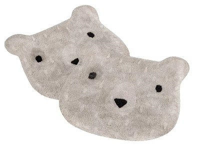 Cute Pair Of Gray Bear Head Shaped Soft Rugs For Home Decor 3d model
