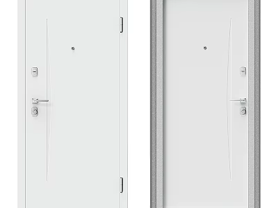 White Modern Interior Swing Door With Handle Lock And Simple Design For Home 3d model