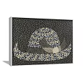 Pointillism Artwork With Hat Shaped Design Gold White Dots On Black Background 3d model