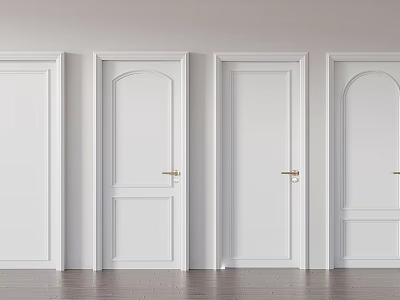White Swing Doors With Different Designs And Gold Handles For Home Interior 3d model